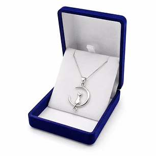 Collar Plata 925 Gato en Luna