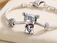 Charm Dije Plata 925 Niña Con Peluche Unicornio - Miniatura 3