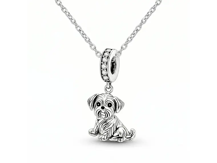 Charm Dije Colgante Plata 925 Perrito Shih Tzu 3