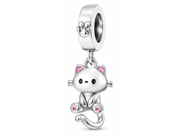 Charm Dije Plata 925 Lindo Gatito 1