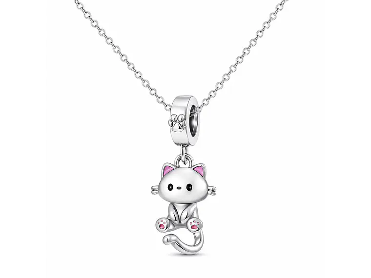 Charm Dije Plata 925 Lindo Gatito 3