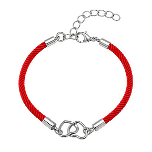 Pulsera Cuerda Roja Corazones Entrelazados