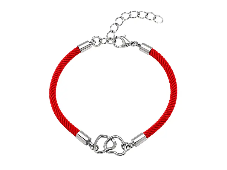 Pulsera Cuerda Roja Corazones Entrelazados 1