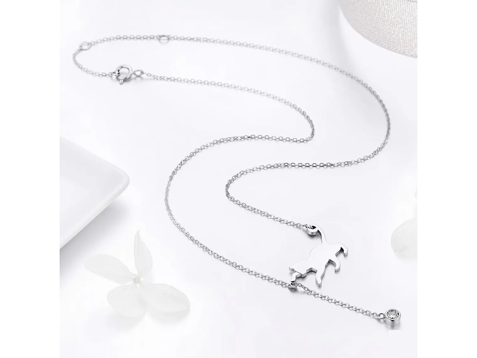 Collar Plata 925 Gatito Jugueton y Circón 2