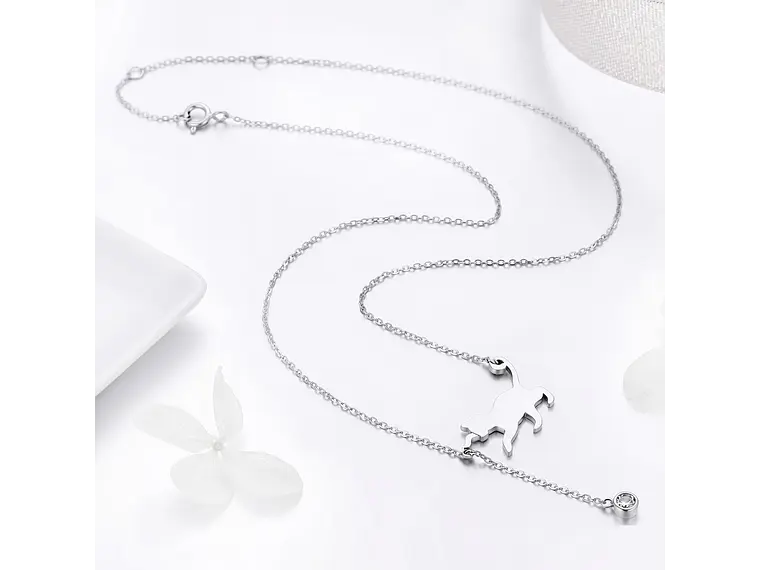 Collar Plata 925 Gatito Jugueton y Circón 2