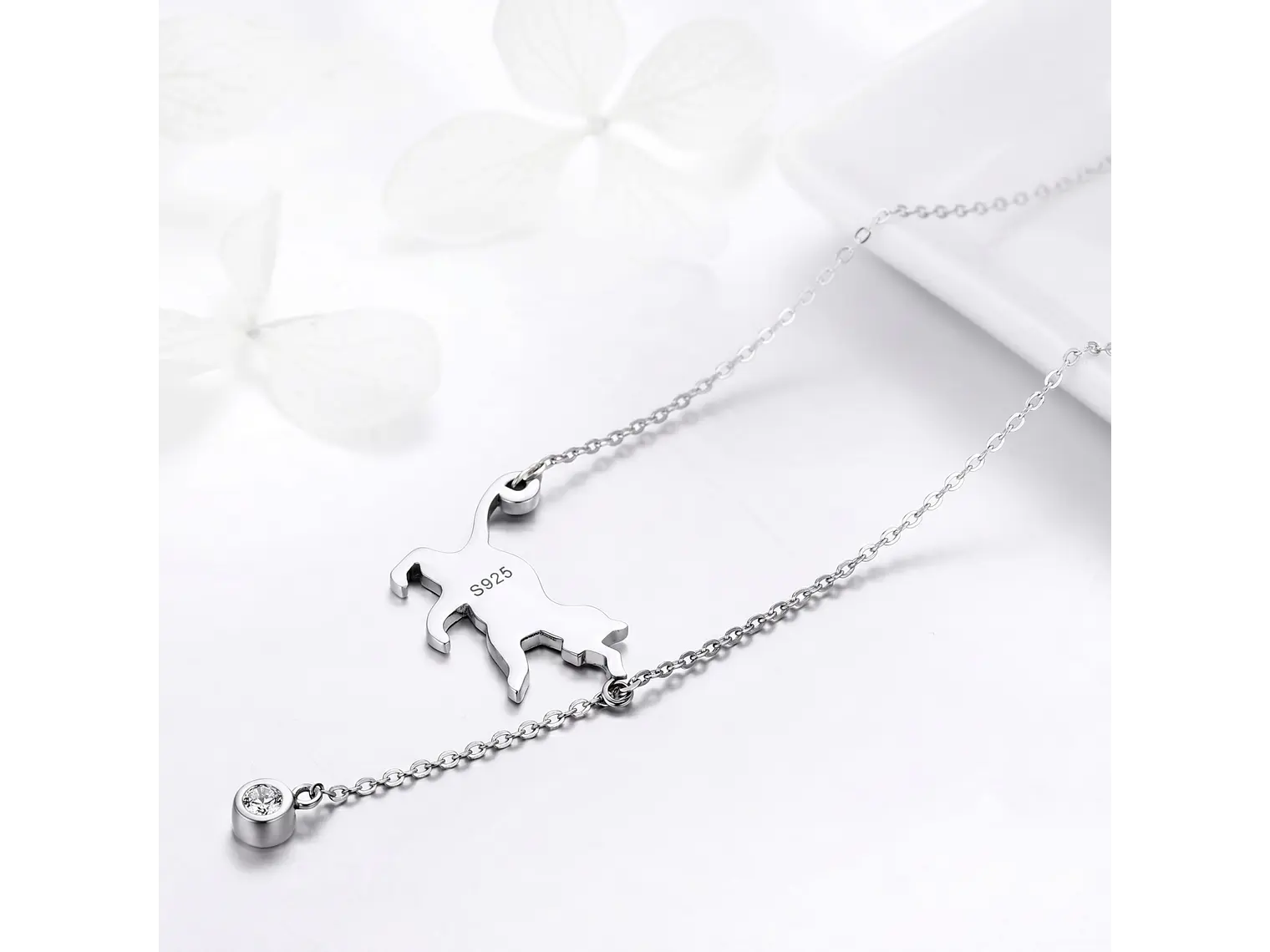 Collar Plata 925 Gatito Jugueton y Circón 4