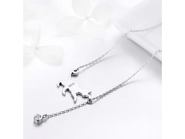 Collar Plata 925 Gatito Jugueton y Circón 4