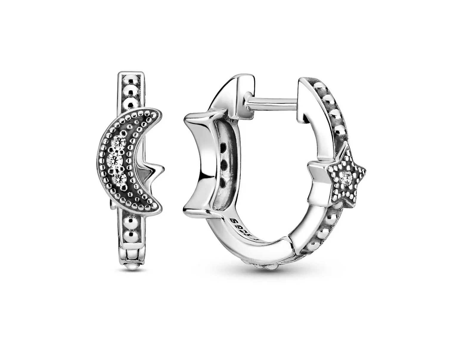 Aros Plata 925 Luna y Estrella Huggie 15mm 1