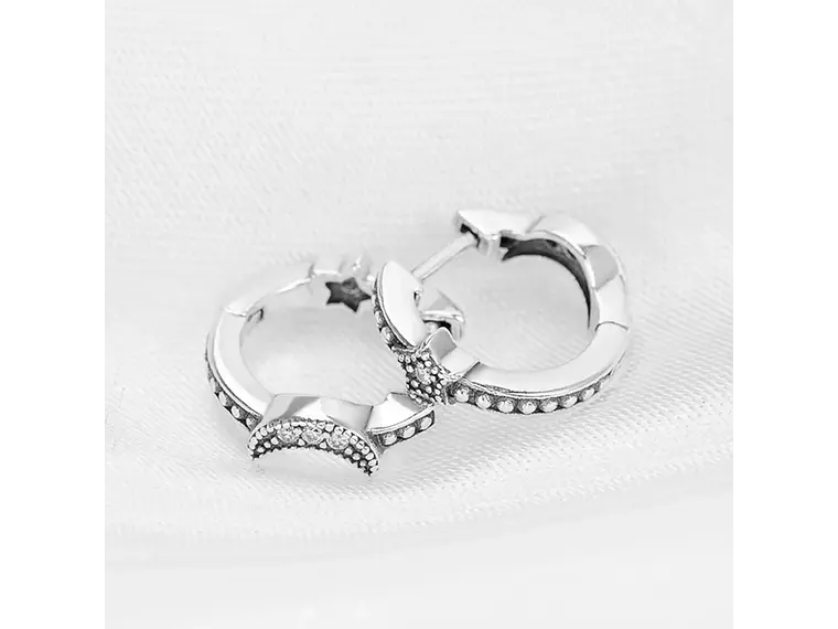 Aros Plata 925 Luna y Estrella Huggie 15mm 4