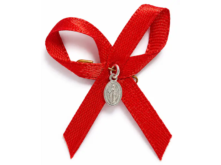 Medalla Plata 925 Virgen Milagrosa Bebe Cinta Roja 4