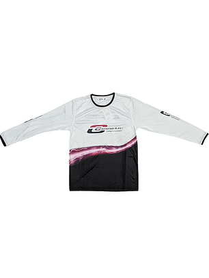 Polera Cinnetic Manga Larga Secado Rápido Fps +50 Color Blanco/Negro