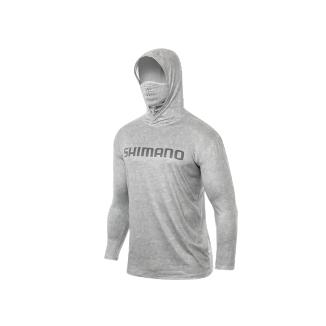 Polera Shimano Tech Tee manga larga con capucha y buff Grey 1