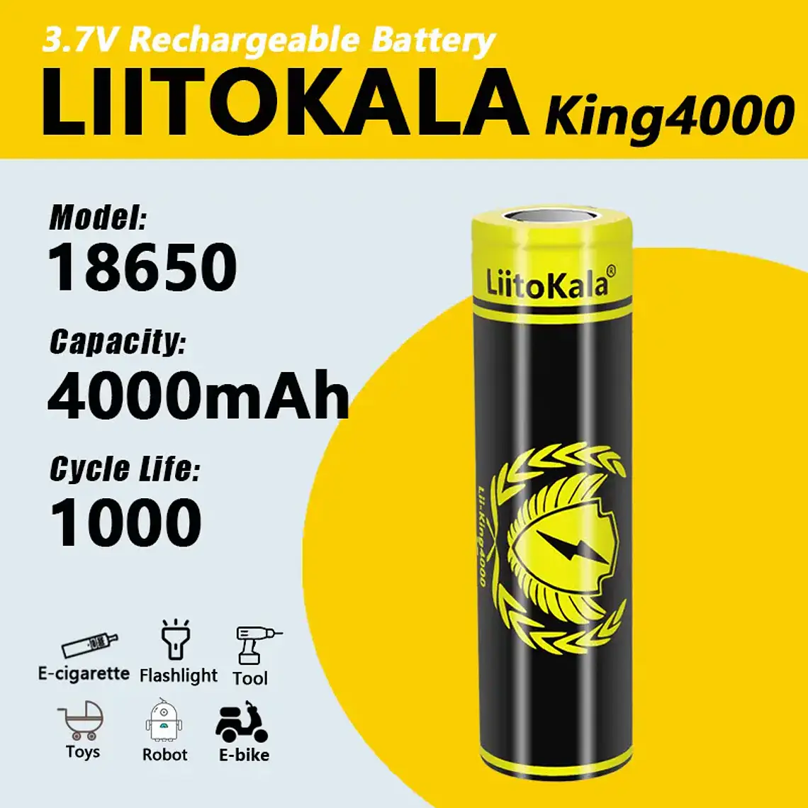 Pila Recargable 18650 LiitoKala King 4000 Flat 2