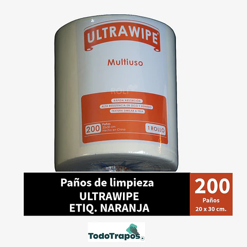 Paños Ultrawipe Rollo Naranja 200 paños de 20x30 cm $ 6.210 mas IVA