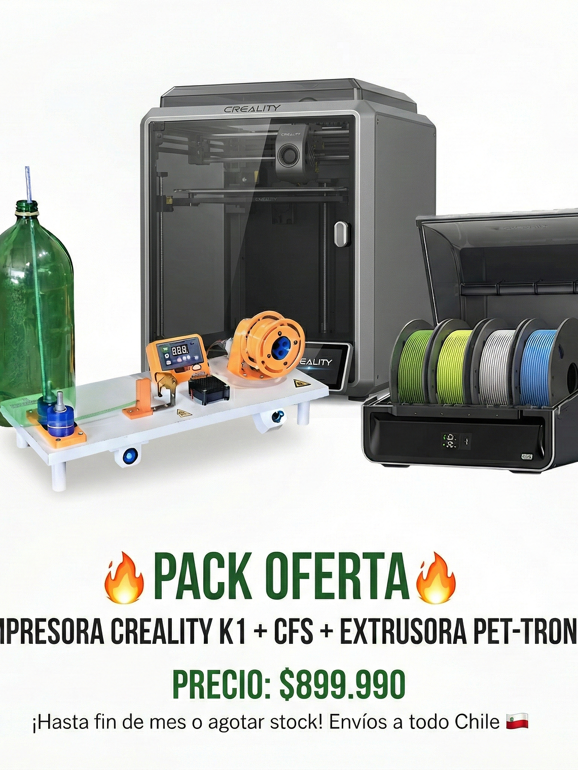 Impresora 3d multicolor Creality K1 + CFS + PET-TRONIC 1