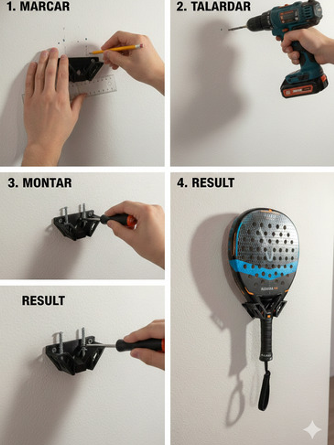 Soporte Muro - Pared Para Palas Padel - Raquetas 4