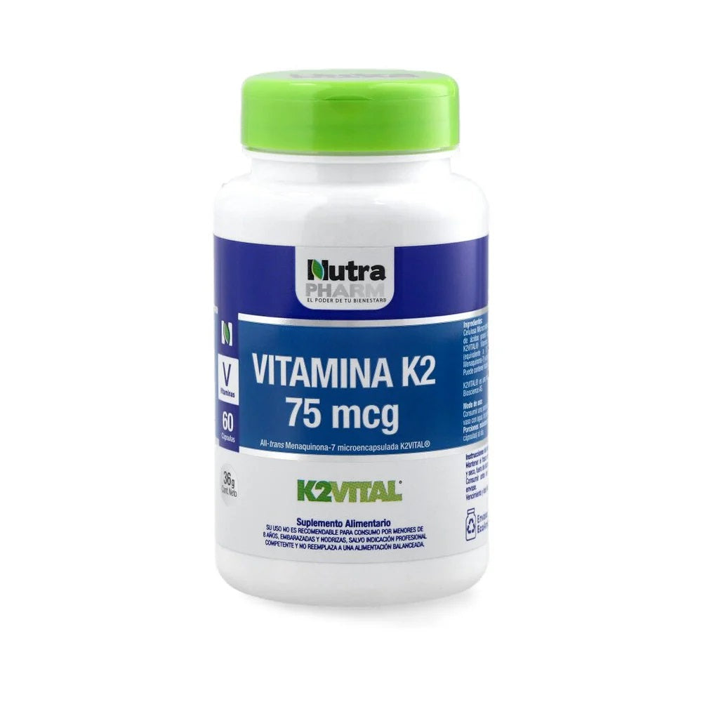Vitamina K2 75 mcg 60 cápsulas - NutraPharm