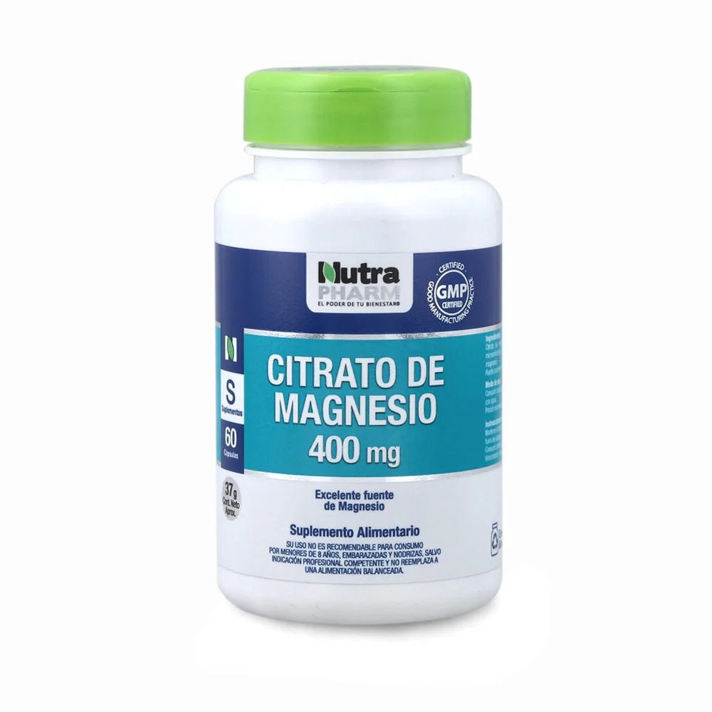 Citrato de Magnesio 400 mg 60 cápsulas - NutraPharm
