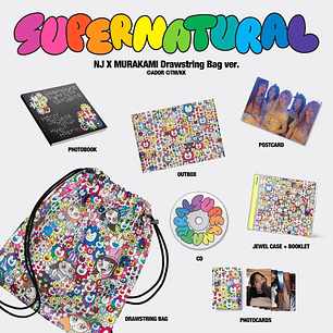 NEWJEANS SUPERNATURAL NJ X MURAKAMI DRAWSTRING BAG VER. CD (PREVENTA)