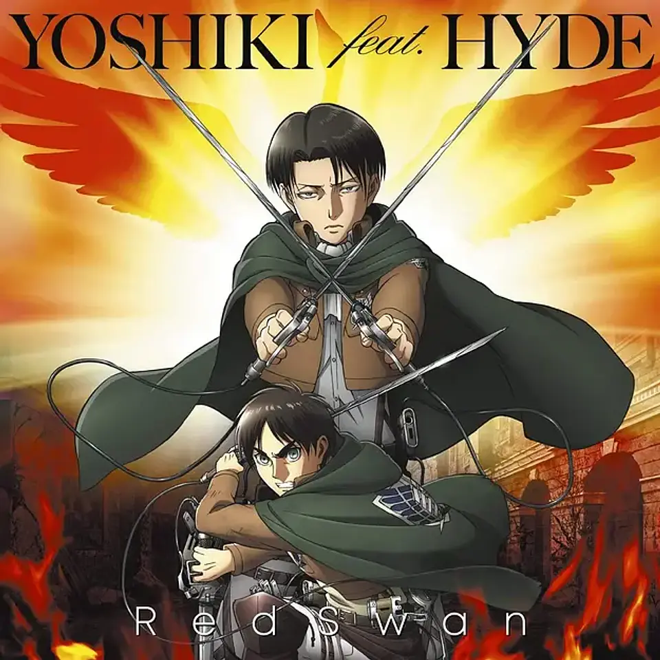 CD Yoshiki Ft Hyde Red Swan Attack On Titan/Anime Version/Poster  1