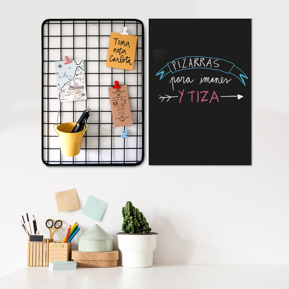 Pizarra Magnética mediana + Calendario optativo + Mural de malla de fierro  4