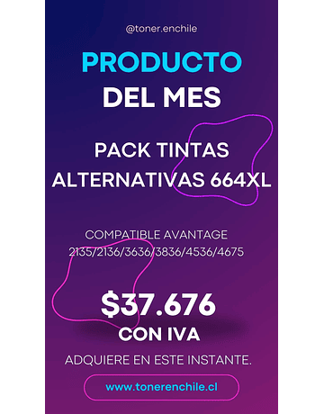 PACK TINTAS ALTERNATIVAS 664XL BLACK Y COLOR