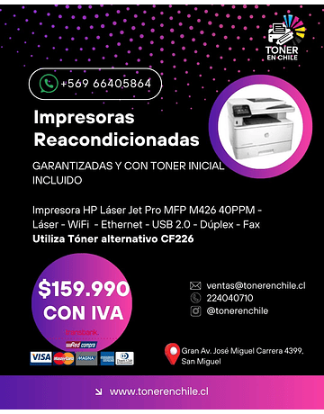 IMPRESORA REACONDICIONADA  HP LaserJet Pro MFP M426 