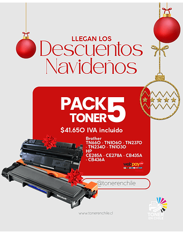 OFERTA NAVIDEÑA PACK 5 TONER TN660/2340/2370