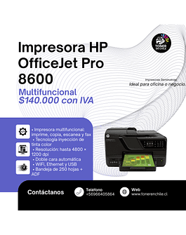IMPRESORA REACONDICIONADA HP OfficeJet Pro 8600 