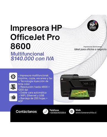 IMPRESORA REACONDICIONADA HP OfficeJet Pro 8600 