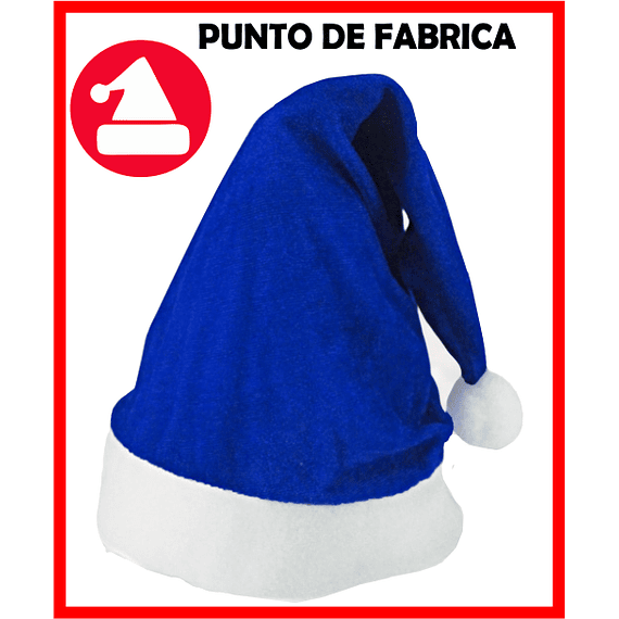 Gorros de Navidad Terciopelo Azul $8.500