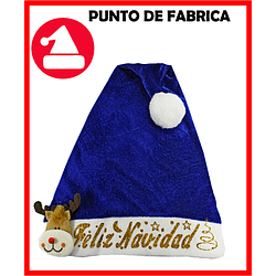 Gorros de Navidad Terciopelo Azul Marcado $4.800