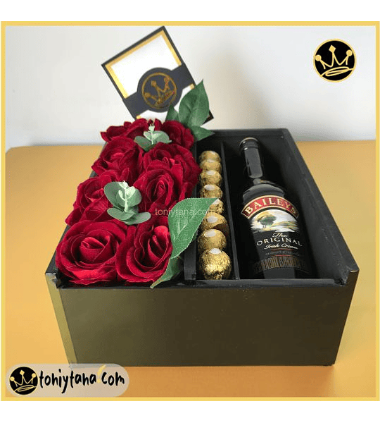 FLORES CON CHOCOLATES Y BAILEYS