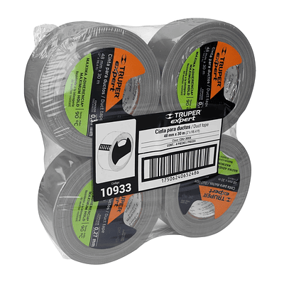 Cinta Ducte Tape (Cinta Americana) 48mm x30m E0.27mm de 4 Piezas, Resistente a Temperaturas, Truper Expert 10933