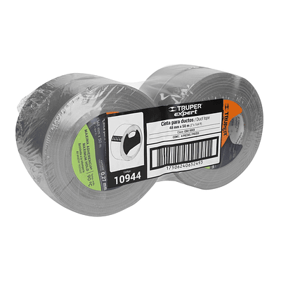 Cinta Ducte Tape (Cinta Americana) 48mm x50m E0.27mm Resistente a Temperaturas de 2 Piezas,Truper 10944