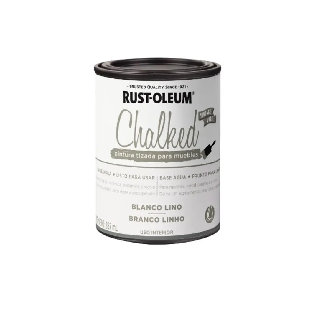 Pintura Tizada Chalked Paint Brush Blanco Lino 1/4 Galon Rust 1
