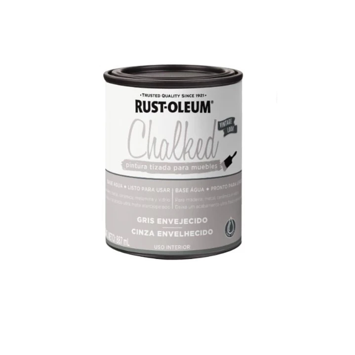 Pintura Tizada Chalked Paint Brush Gris Envejecido 1/4 Galon 1