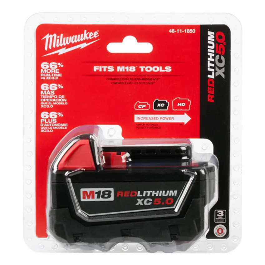 Milwaukee Batería M18  Xc 5.0 Amperios Sellada 48-11-1850 1