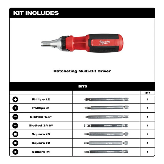 Destornillador Multipunta 9 en 1 Con Chicharra Milwaukee 48-22-2322 7