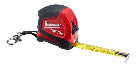 Huincha De Medir Milwaukee 3 Metros Tipo Llavero Con Luz Led 48-22-6601