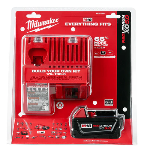Milwaukee Pack Batería M18 Xc5.0 + Cargador M18 220v 48-5950