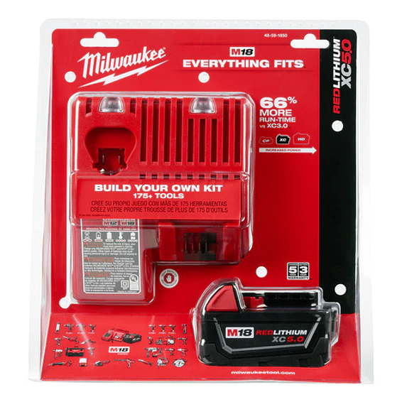 Milwaukee Pack Batería M18 Xc5.0 + Cargador M18 220v 48-5950 2