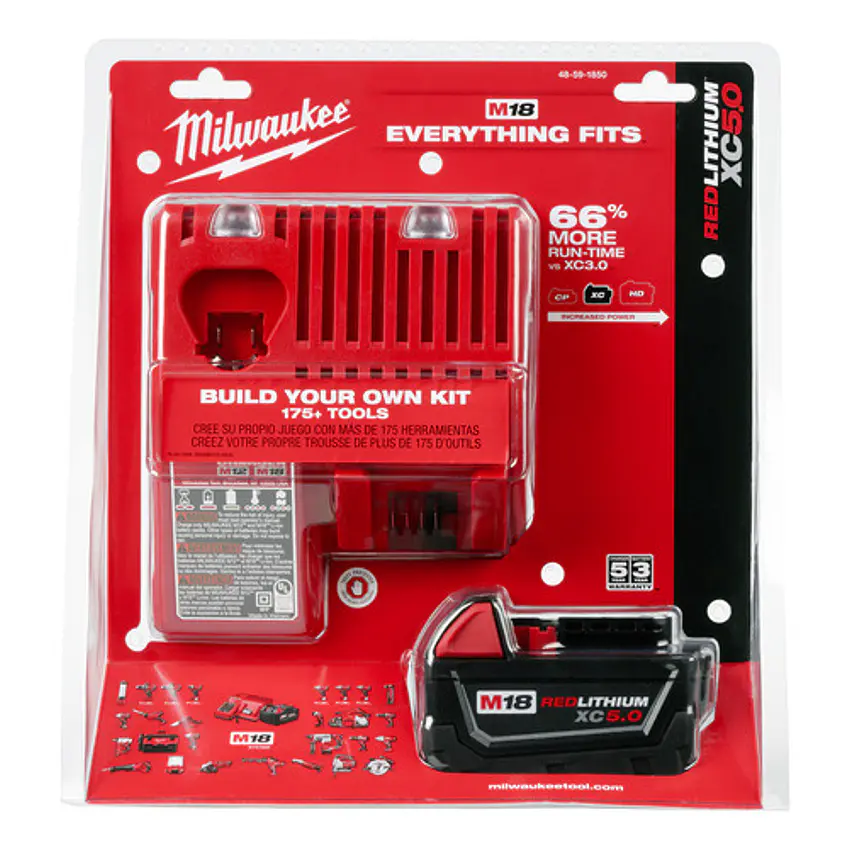 Milwaukee Pack Batería M18 Xc5.0 + Cargador M18 220v 48-5950 2