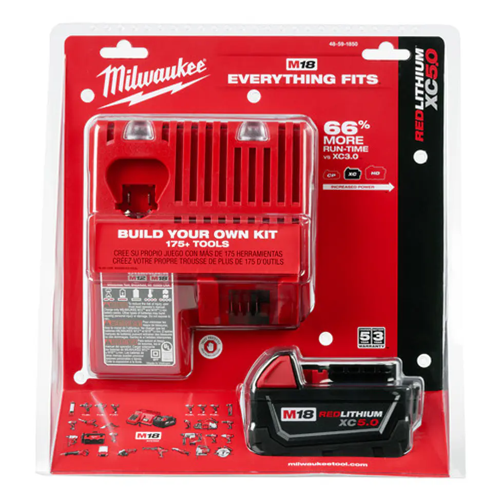 Milwaukee Pack Batería M18 Xc5.0 + Cargador M18 220v 48-5950 2
