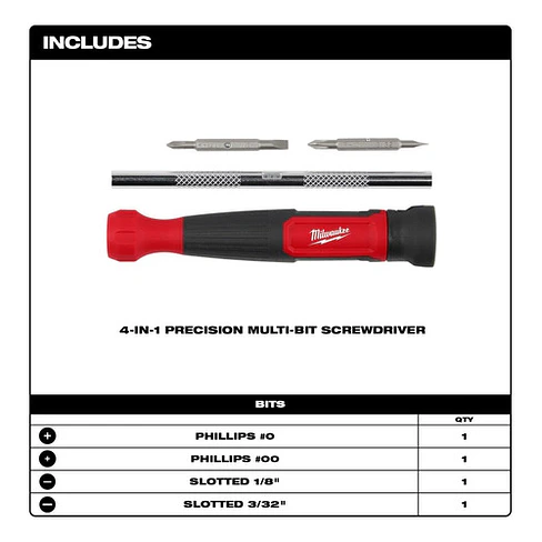 Milwaukee Destornillador De Precisión 4 En 1  48-22-2930 8