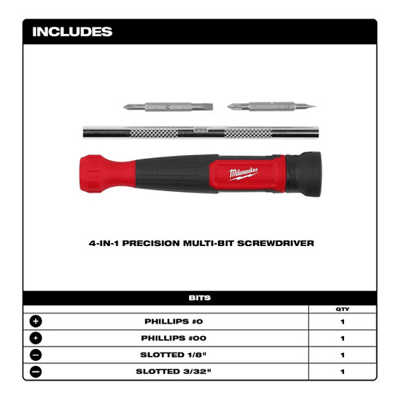 Milwaukee Destornillador De Precisión 4 En 1  48-22-2930 8