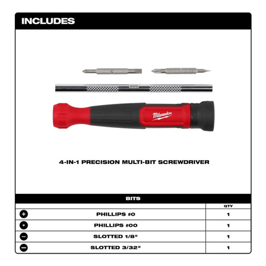 Milwaukee Destornillador De Precisión 4 En 1  48-22-2930 8