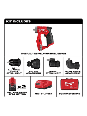 Milwaukee Kit Taladro De Instalación M12 Fuel 4 en 1  2505-22