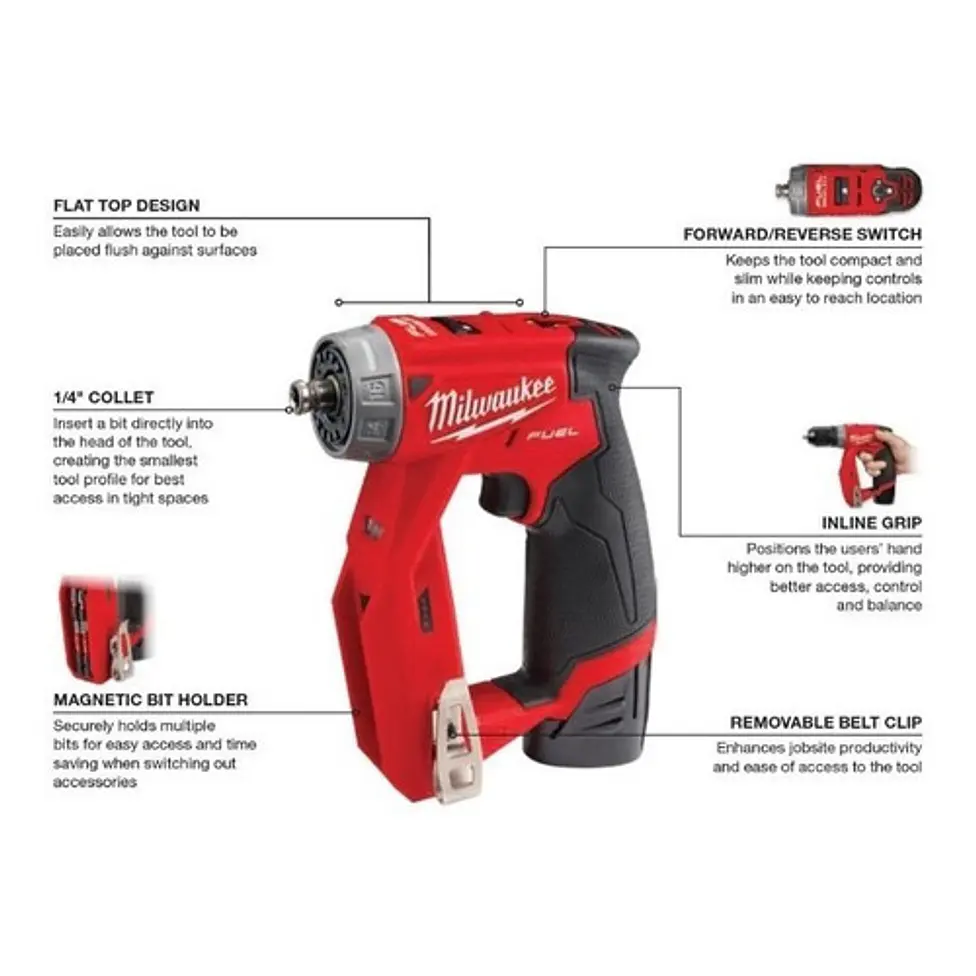 Kit Taladro De Instalación 4 en 1 Milwaukee M12 Fuel 2505-22 4