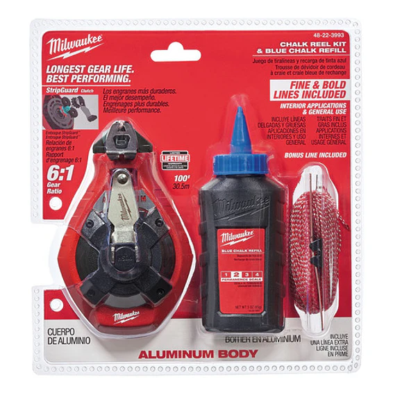 Tizador De Aluminio Milwaukee 30 mts + Tiza Azul 48-22-3993 2